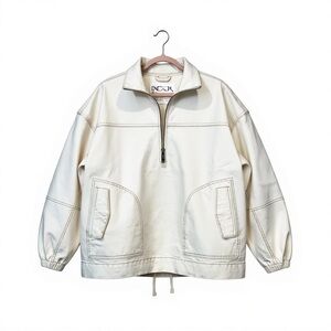 LNDN (London) denim pullover Jacket NWT Half Zip Drawstring Hem Long Sleeve